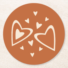 Porta-copo De Papel Redondo Geometria no Amor - creme sobre ocre vermelho - im