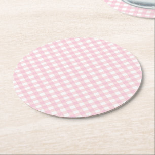 Porta-copo De Papel Redondo Gingham Rosa