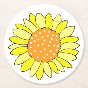 Porta-copo De Papel Redondo Girassol Desenhado à Mão