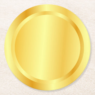 Porta-copo De Papel Redondo Glamor Faux Metálico Dourado Parece Vazio Elegant