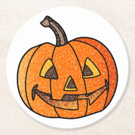 Porta-copo De Papel Redondo Glitter Jack O'Lantern