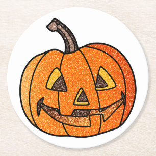 Porta-copo De Papel Redondo Glitter Jack O'Lantern