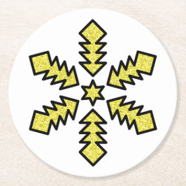 Porta-copo De Papel Redondo Glitter Snowflake - Yellow Star