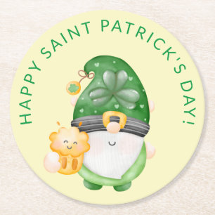 Porta-copo De Papel Redondo Gnomo Beer Happy Saint Patrick's Day Party