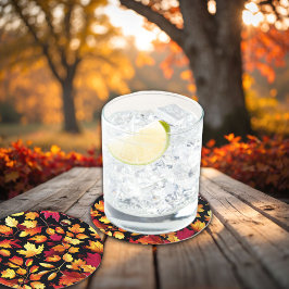 Porta-copo De Papel Redondo Golden Autumn Leaves Fall Pattern