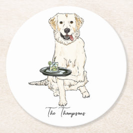 Porta-copo De Papel Redondo Golden Retriever Creme Inglês Casamento