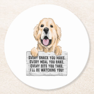 Porta-copo De Papel Redondo Golden Retriever Dog