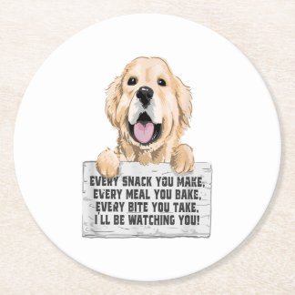 Porta-copo De Papel Redondo Golden Retriever Dog