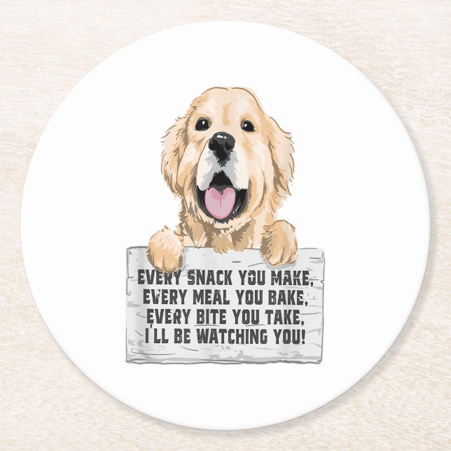 Porta-copo De Papel Redondo Golden Retriever Dog (Frente)