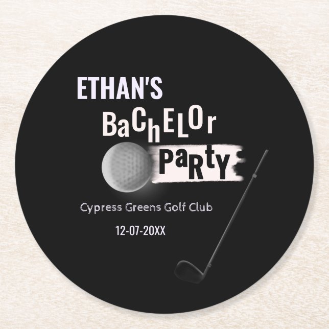 Porta-copo De Papel Redondo Golf Bachelor Party - Golfe Clássico de Golfe (Frente)