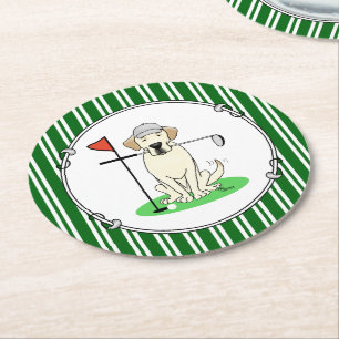 Porta-copo De Papel Redondo Golf Golfing Yellow Lab Labrador Retriever Dog