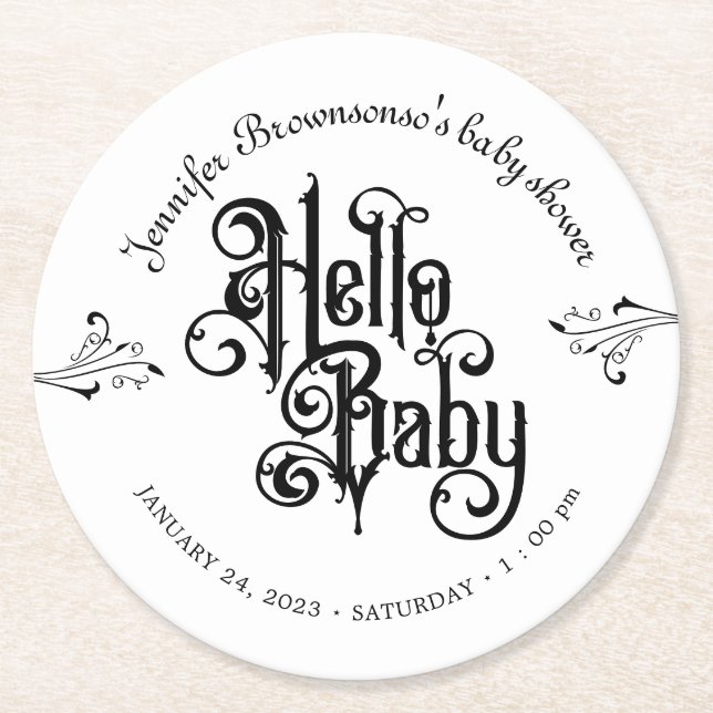 Porta-copo De Papel Redondo Gothic Dark Hello Baby  (Frente)