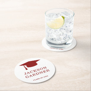 Porta-copo De Papel Redondo Graduação Moderna do Conselho Mortar Simples Burgu