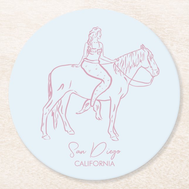 Porta-copo De Papel Redondo Gráfico de sereia (Frente)