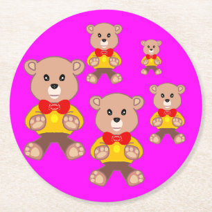 Porta-copo De Papel Redondo Grande Urso De Teddy Rosa, Engraçado, Engraçado
