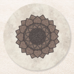 Porta-copo De Papel Redondo Grão de Café Mandala-Moderno Orgânico-Amantes de C