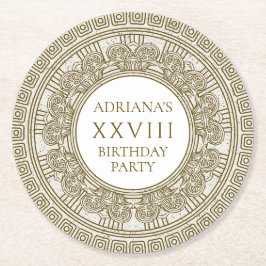 Porta-copo De Papel Redondo Grécia antiga com elementos de pedra