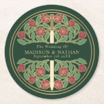 Porta-copo De Papel Redondo Green Royal Medieval Gold Sword Wedding<br><div class="desc">Celebrate your special day with this Royal Medieval Sword Wedding design against a green background. You can customize this further by clicking on the "PERSONALIZE" button. PLEASE NOTE: The gold on this item is NOT real foil and is printed in flat colors</div>