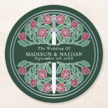 Porta-copo De Papel Redondo Green Royal Medieval Silver Sword Wedding<br><div class="desc">Celebrate your special day with this Royal Medieval Sword Wedding design against a green background. You can customize this further by clicking on the "PERSONALIZE" button. PLEASE NOTE: The silver on this item is NOT real foil and is printed in flat colors</div>