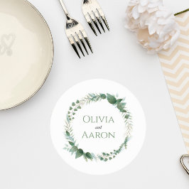 Porta-copo De Papel Redondo Greenery Wedding Coaster
