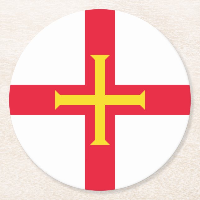 Porta-copo De Papel Redondo Guernsey Flag (Frente)