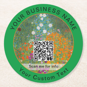 Porta-copo De Papel Redondo Gustav Klimt - Código QR do Jardim Flor