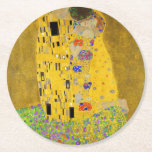 Porta-copo De Papel Redondo Gustav Klimt O Beijo Zazzle<br><div class="desc">O Beijo pintado por Gustav Klimt.</div>