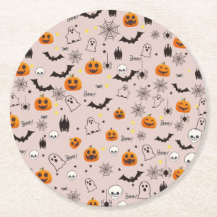 Porta-copo De Papel Redondo Halloween Boo Ghost Cute