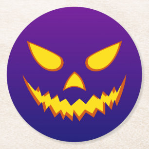 Porta-copo De Papel Redondo Halloween Grinning Face Jack o Lanterna Pumpkin