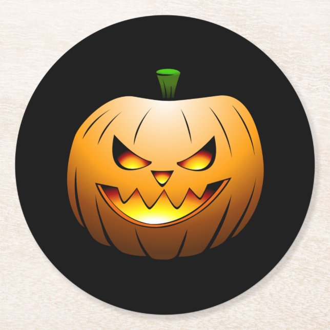 Porta-copo De Papel Redondo Halloween Pumpkin (Frente)