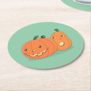 Porta-copo De Papel Redondo Halloween Pumpkins em Verde