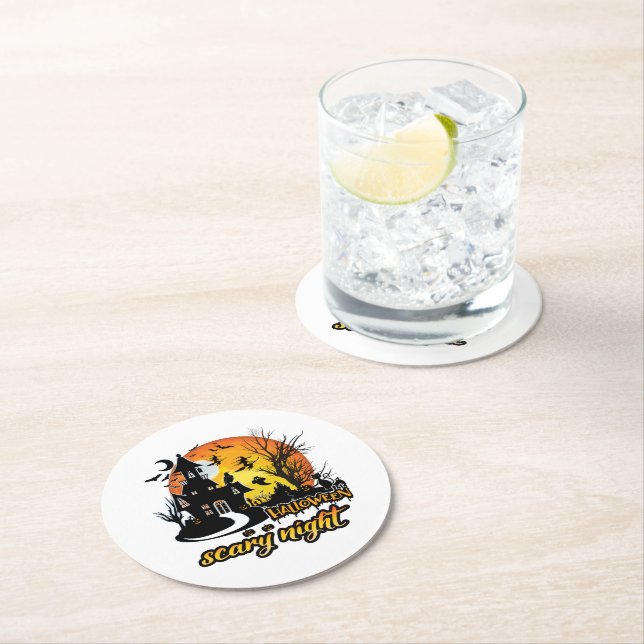 Porta-copo De Papel Redondo Halloween Scary Night (Insitu)