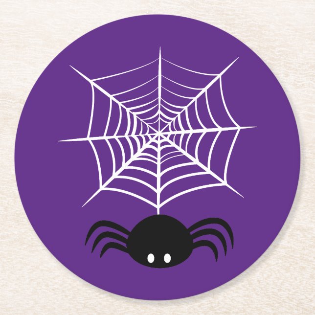 Porta-copo De Papel Redondo Halloween Spider Web (Frente)