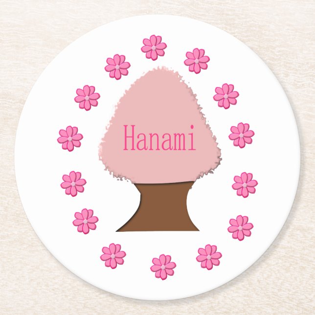 Porta-copo De Papel Redondo Hanami - Árvore de Cereja Japonesa (Frente)