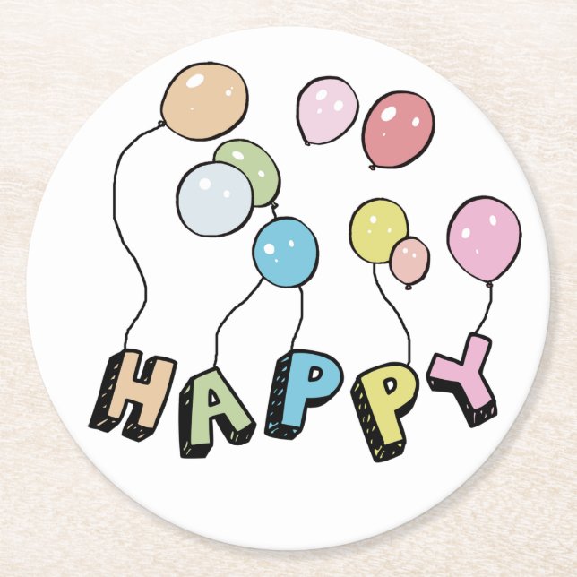 Porta-copo De Papel Redondo Happy (Frente)