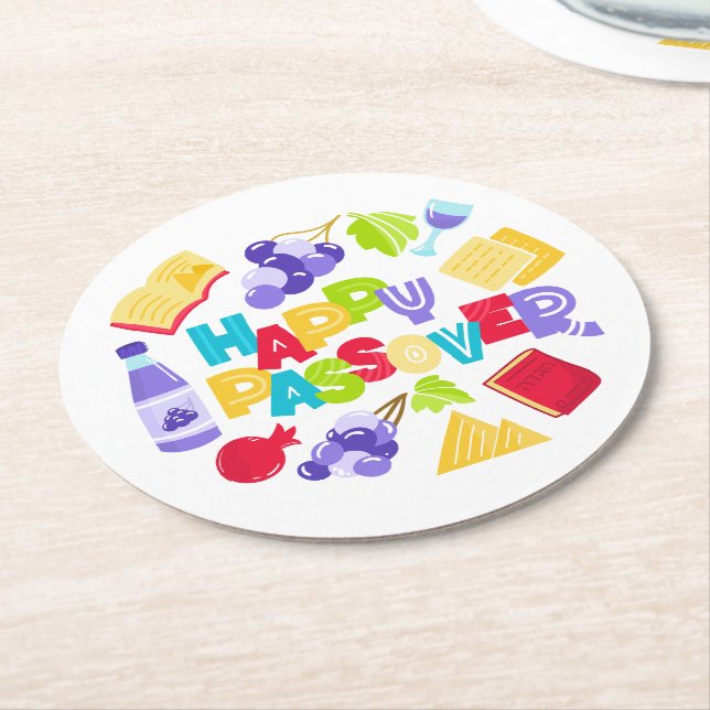 Porta-copo De Papel Redondo Happy Passover Paper Coaster (Angulado)