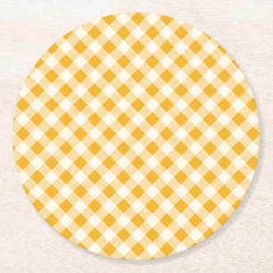 Porta-copo De Papel Redondo Harvest Dourada Gingham