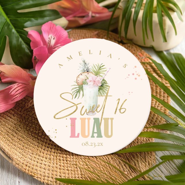 Porta-copo De Papel Redondo Hawaiian Luau Sweet Sessenta ID1092 (Criador carregado)