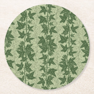 Porta-copo De Papel Redondo Hedera Folhas de Hera - padrão verde botânico D_L.