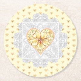 Porta-copo De Papel Redondo Hibiscus & lace AMARELO