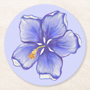 Porta-copo De Papel Redondo Hibiscus & lace BLUE