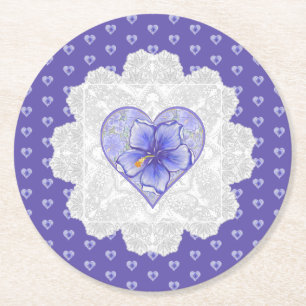 Porta-copo De Papel Redondo Hibiscus & lace BLUE