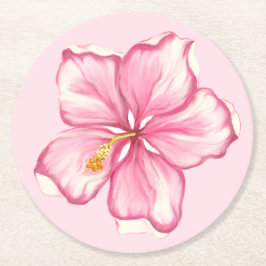 Porta-copo De Papel Redondo Hibiscus & Lace PINK