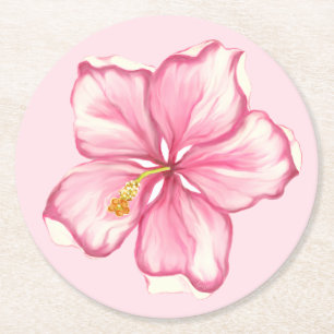 Porta-copo De Papel Redondo Hibiscus & Lace PINK