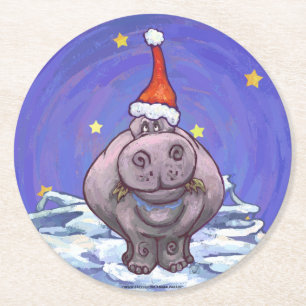 Porta-copo De Papel Redondo Hippopotamus Natal