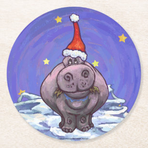 Porta-copo De Papel Redondo Hippopotamus Natal