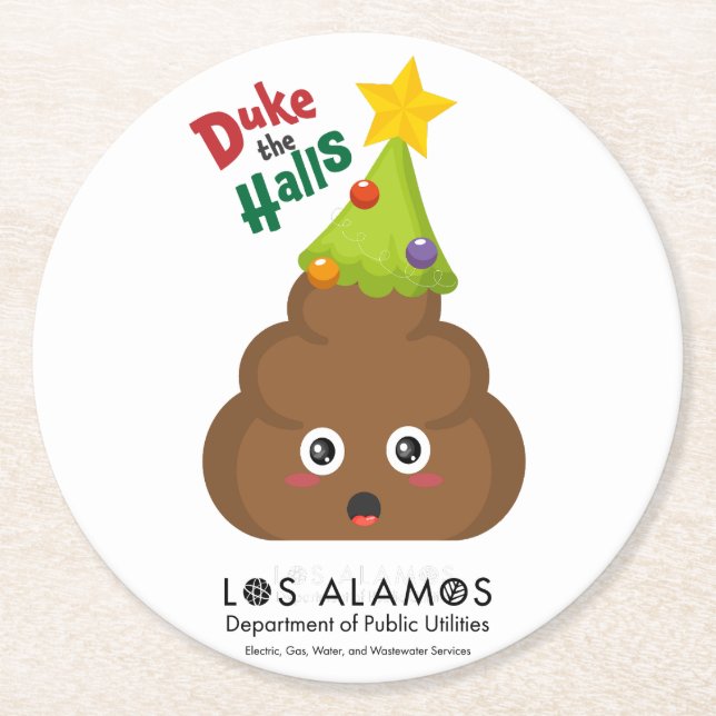 Porta-copo De Papel Redondo Holiday Cheer com Duke (Frente)