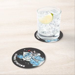 Porta-copo De Papel Redondo Holiday Hugs Yeti!