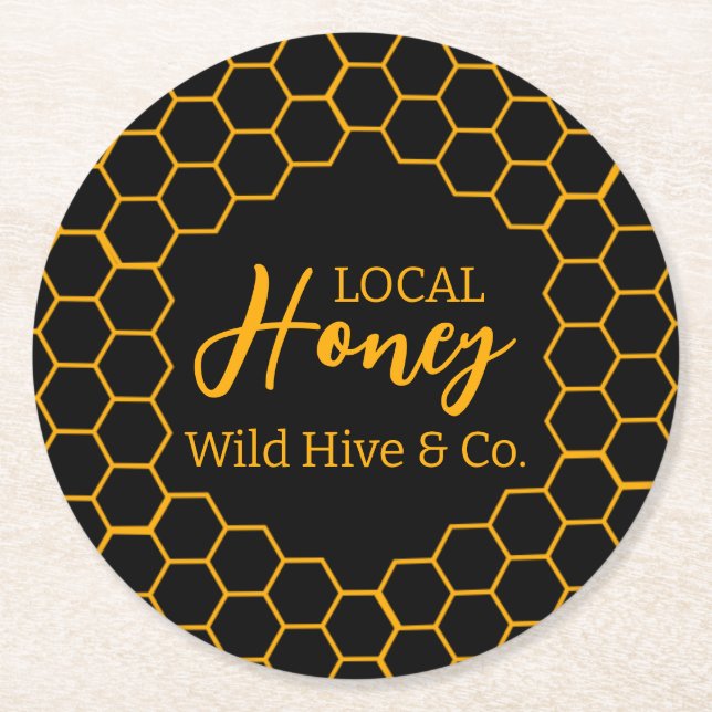 Porta-copo De Papel Redondo Honeycomb – Black or White Background (Frente)