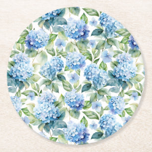 Porta-copo De Papel Redondo Hortênsia Azul
